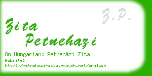 zita petnehazi business card